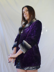 Vintage Crushed Velvet & Faux Fur Jacket