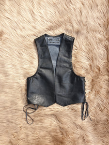 'Viper' Black Leather Vest