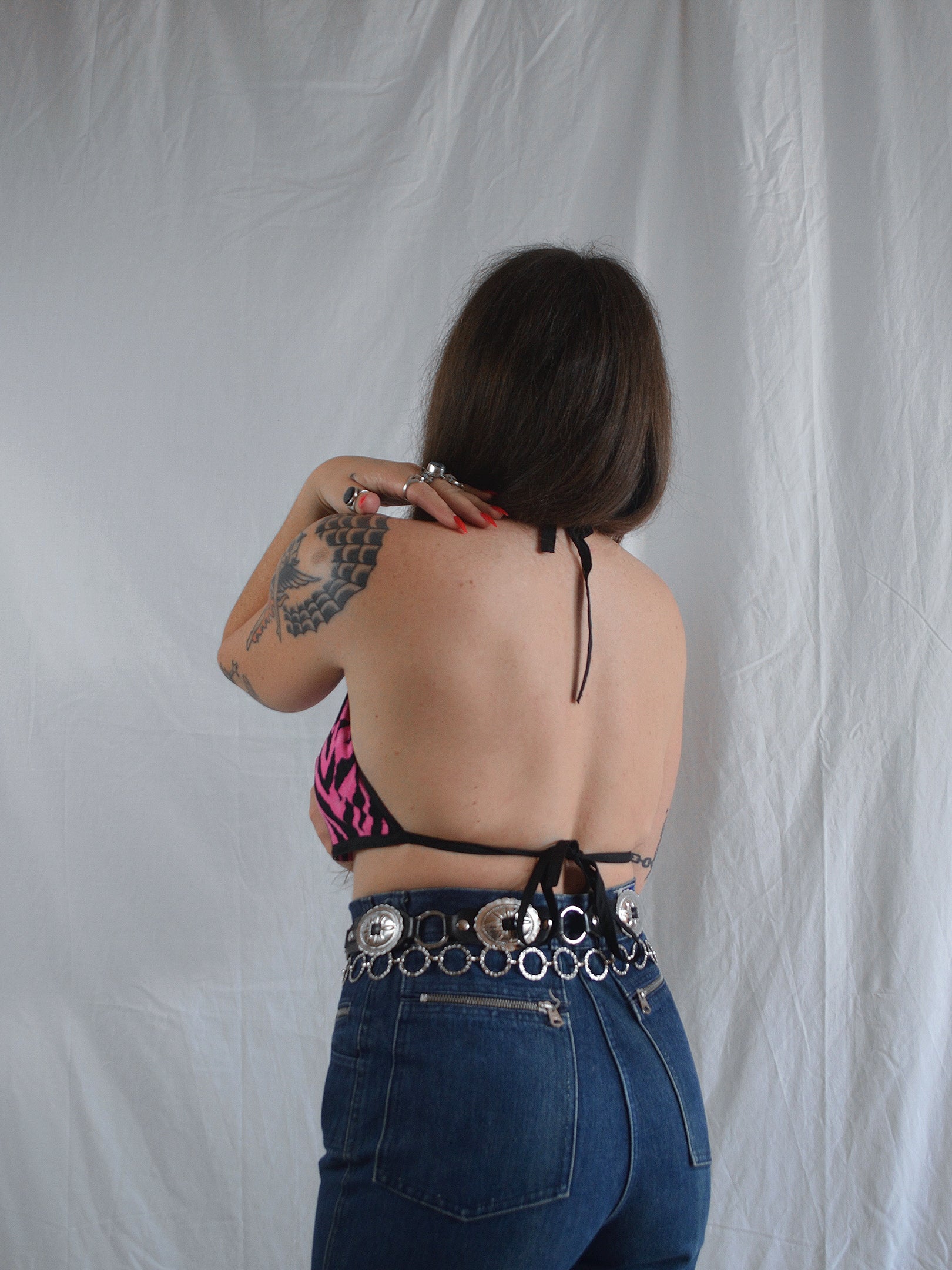 Handmade Hot Pink Animal Print Halter Top