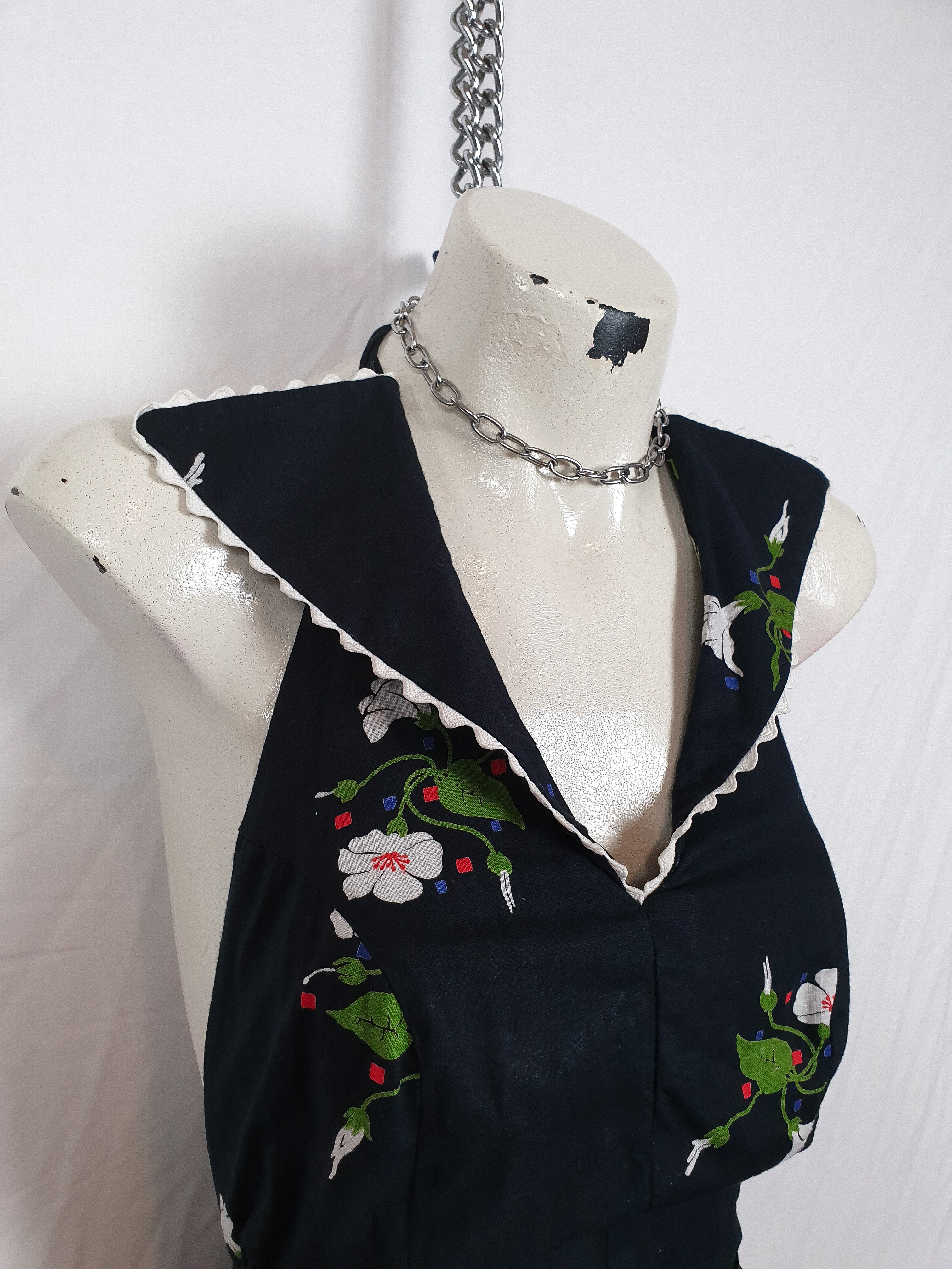 Vintage 1970s Backless Maxi Halter Dress