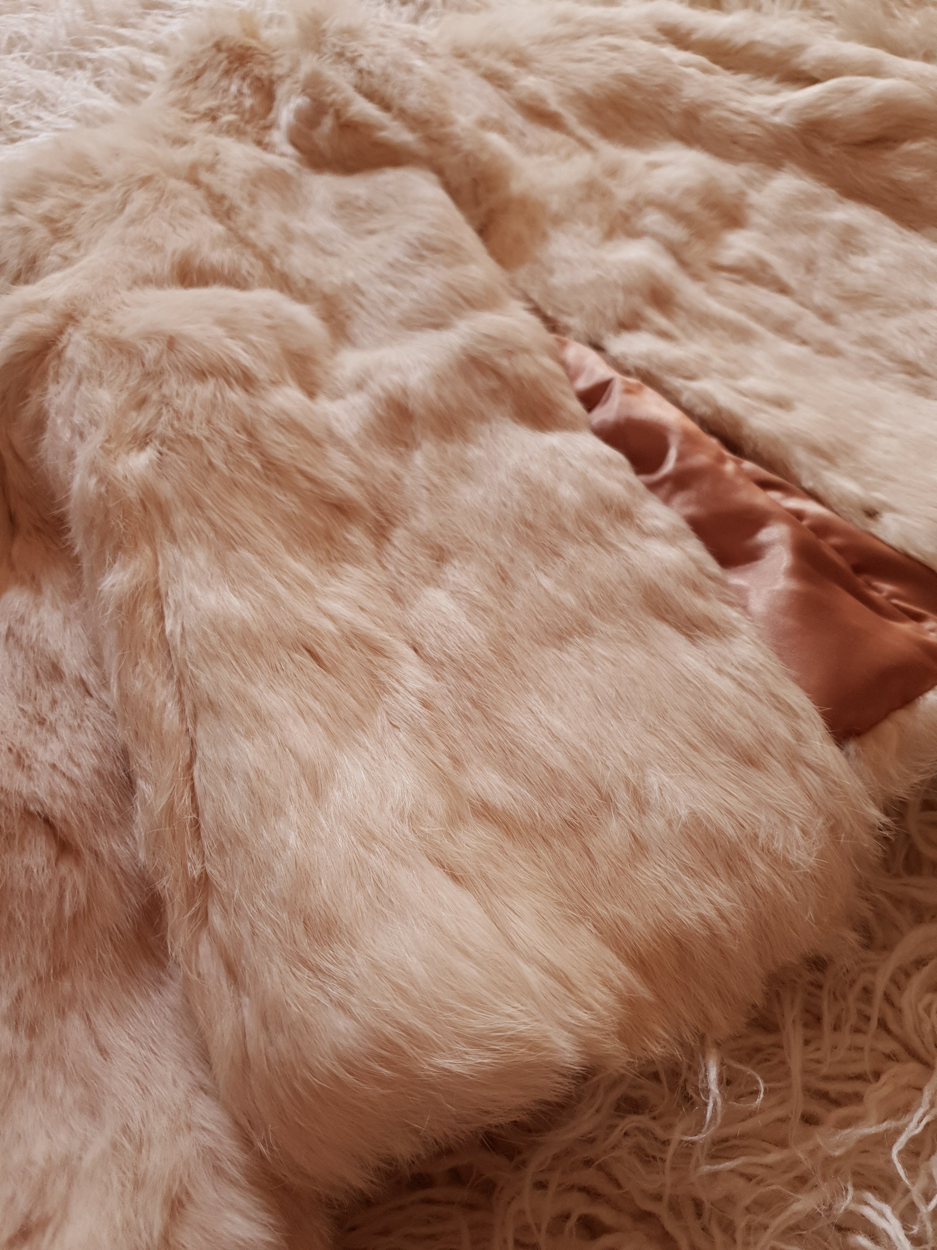 Vintage White Rabbit Fur Coat
