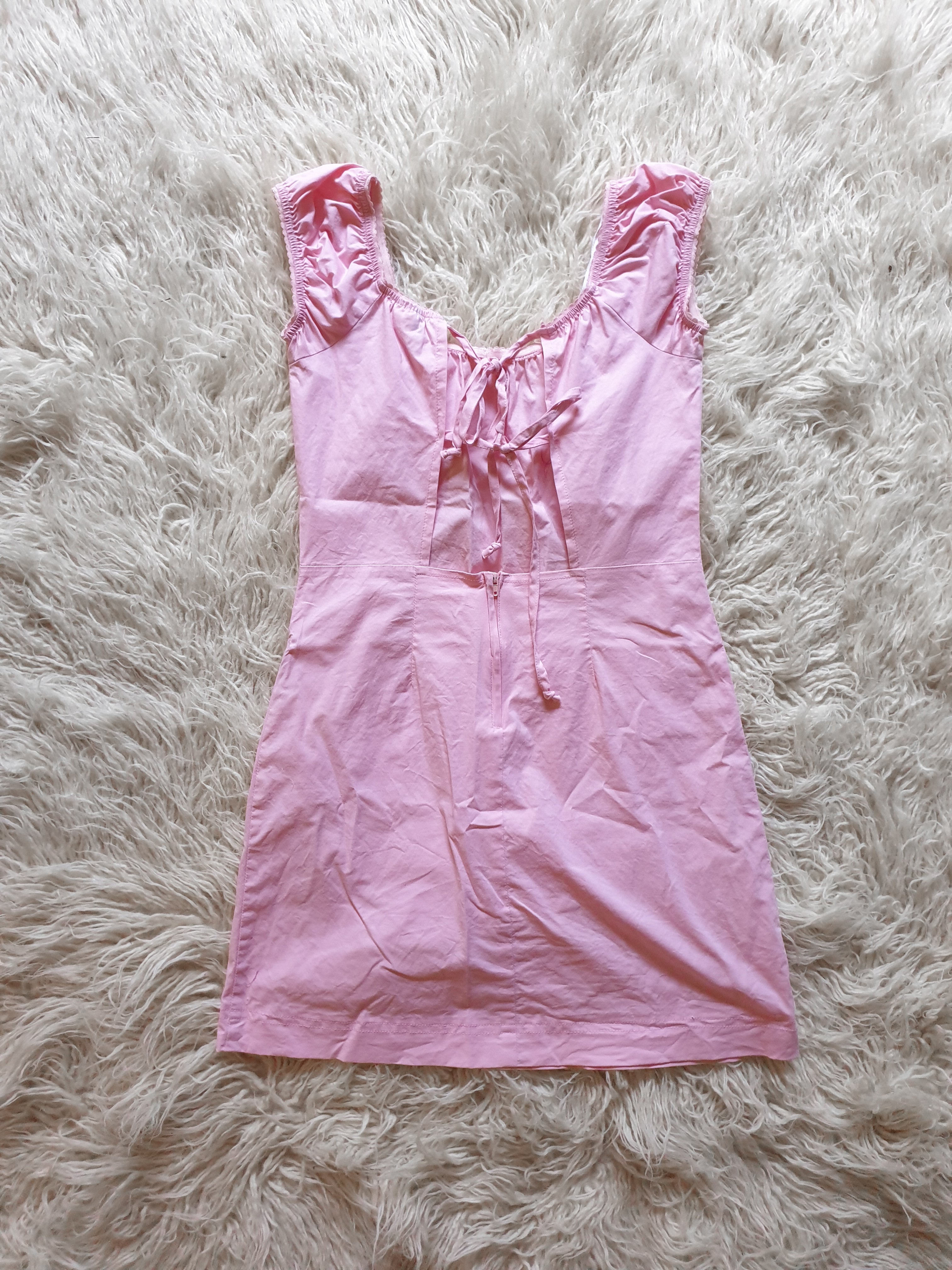 Vintage 90s Tie Back Pink Mini Dress