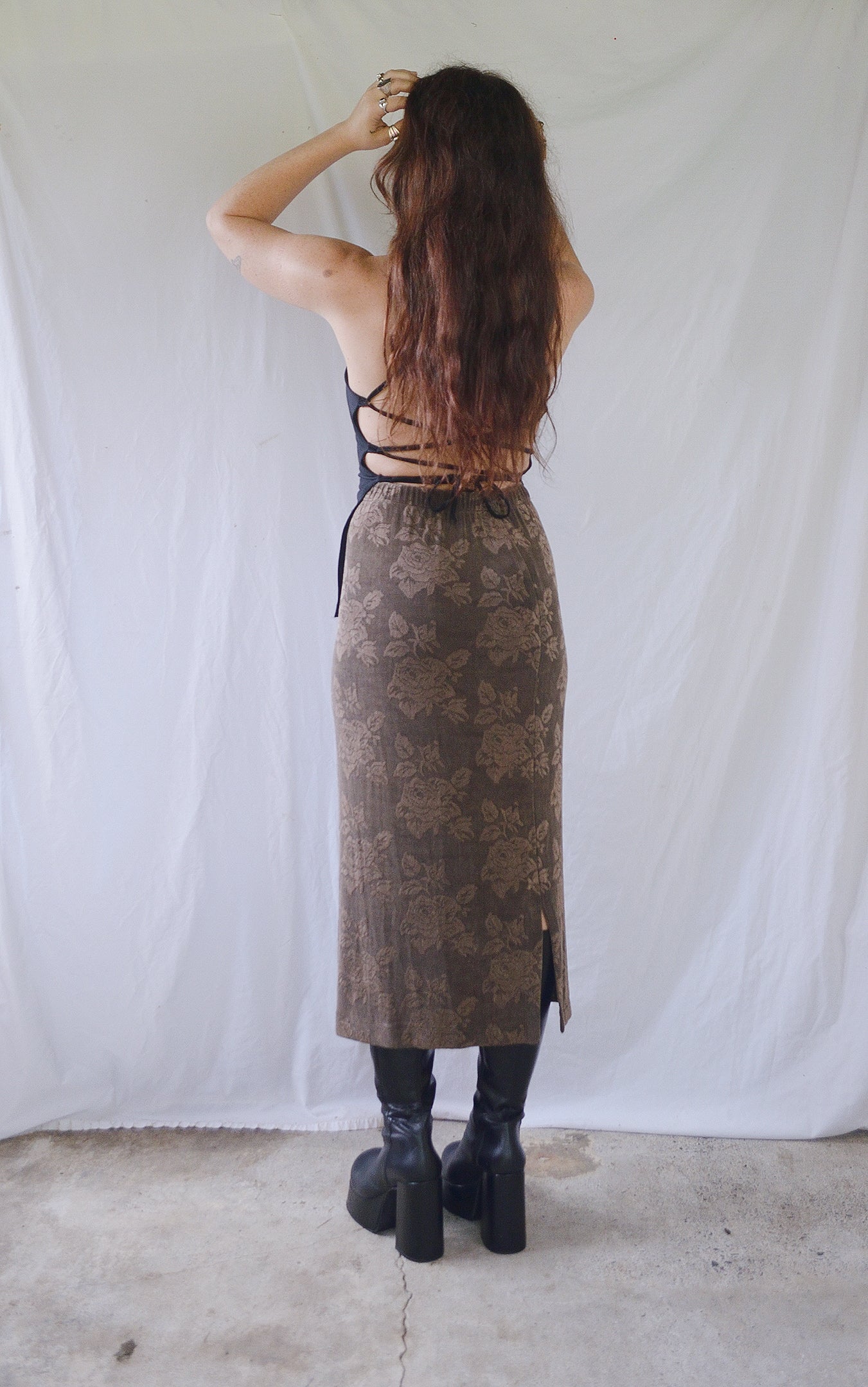 Vintage 90s Gold Rose Skirt