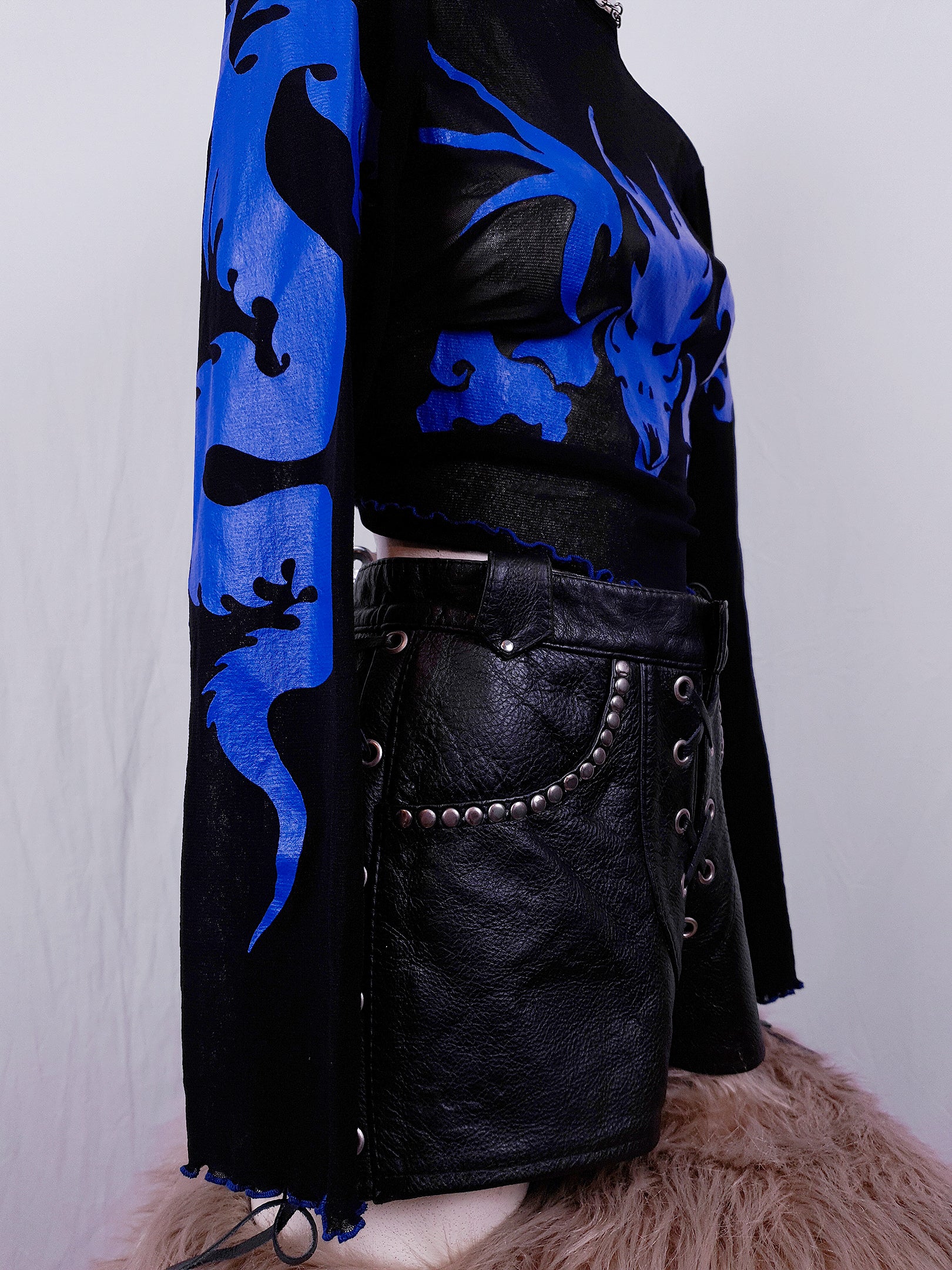 Vintage Mesh Dragon Long Sleeve Top