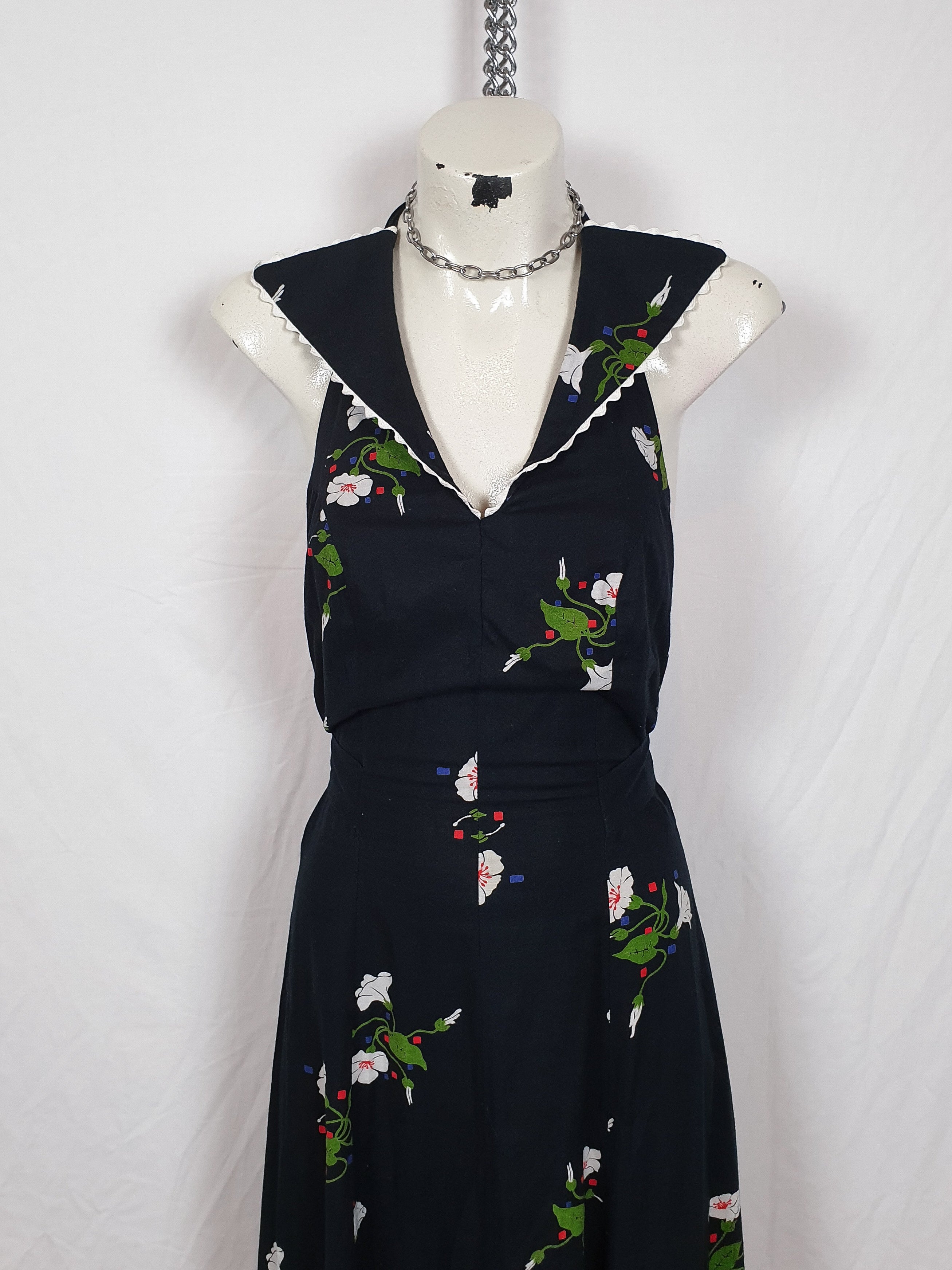 Vintage 1970s Backless Maxi Halter Dress