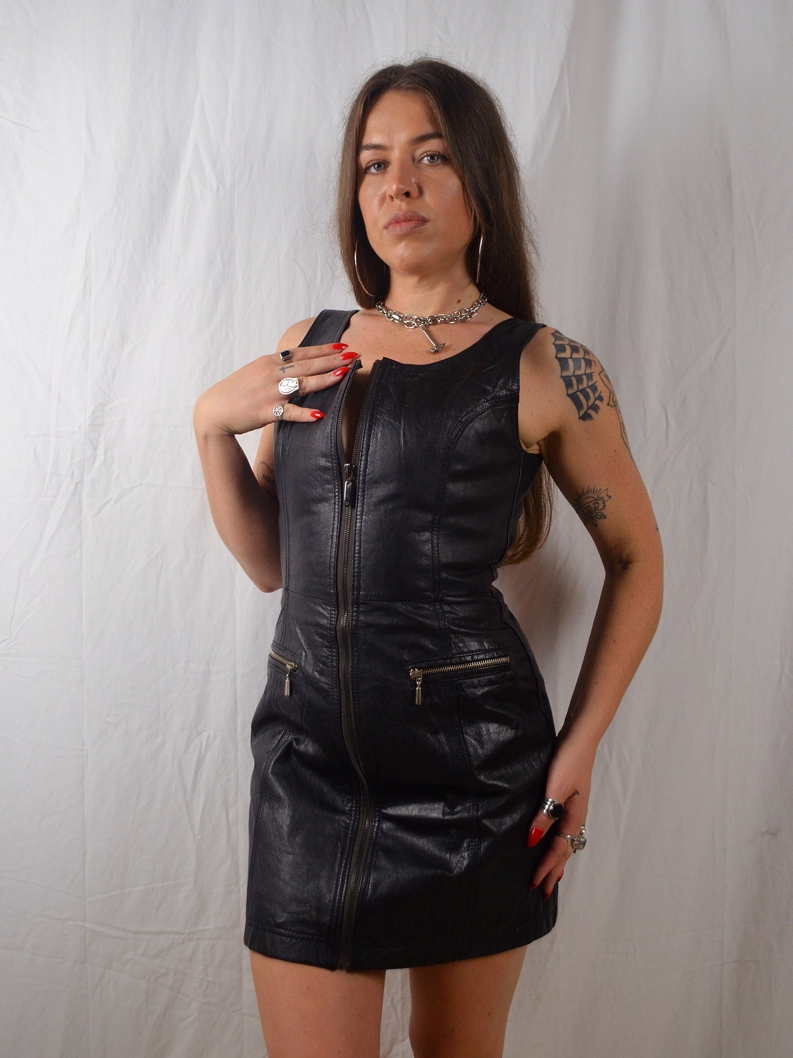 Vintage 1980s Wilsons Leather Ms Maxima Black Mini Dress