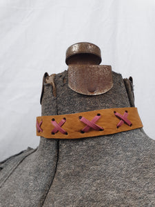 Vintage Pink & Tan Leather Choker