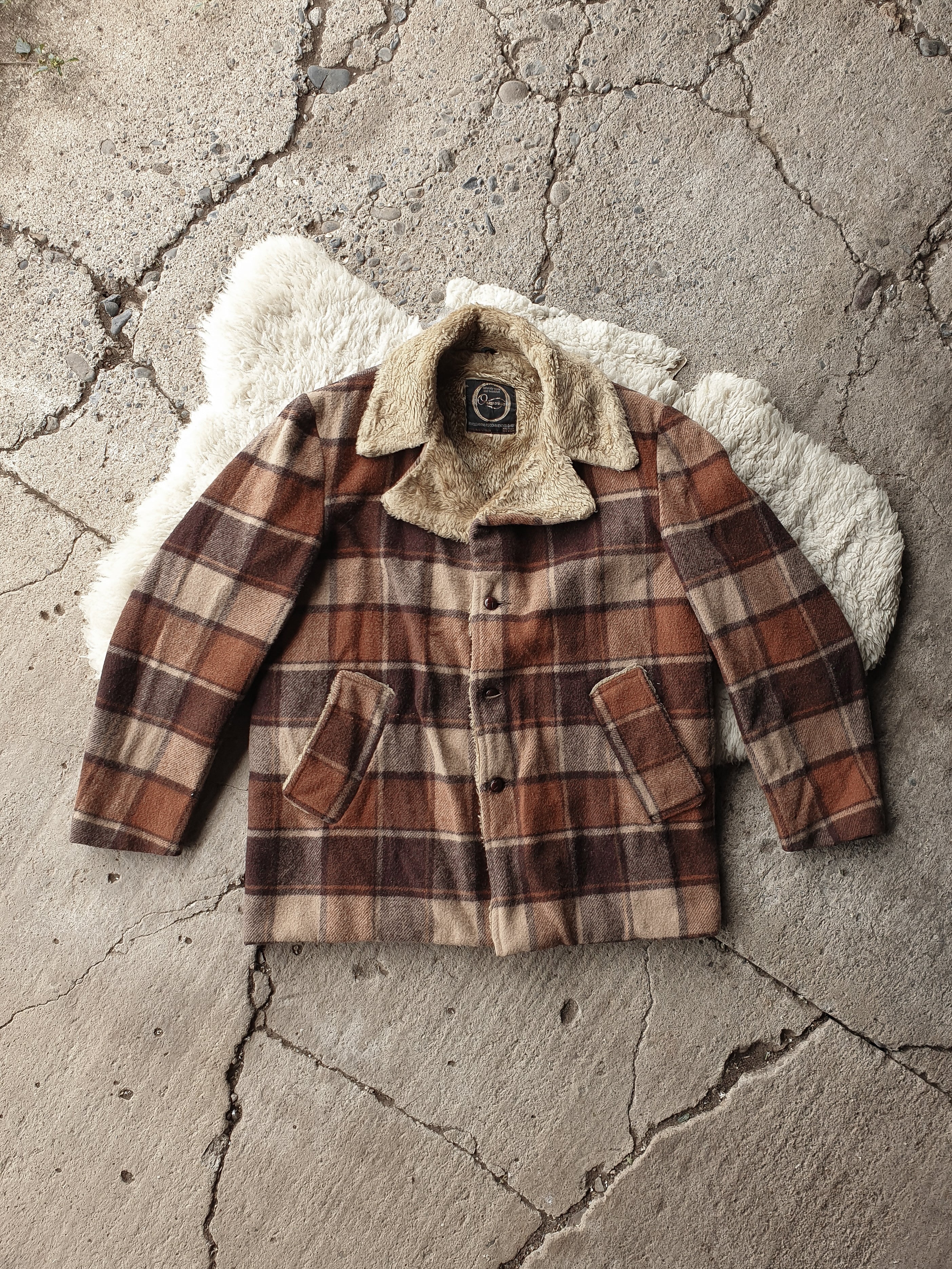Vintage 1970s Lumberjack Wool Plaid Jacket