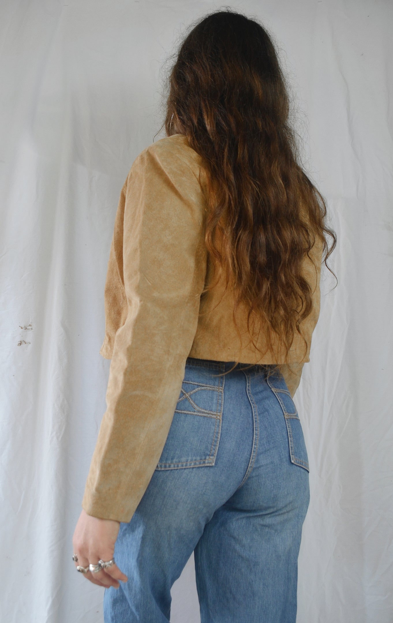 Vintage 1990s Cropped Suede Studded Jacket