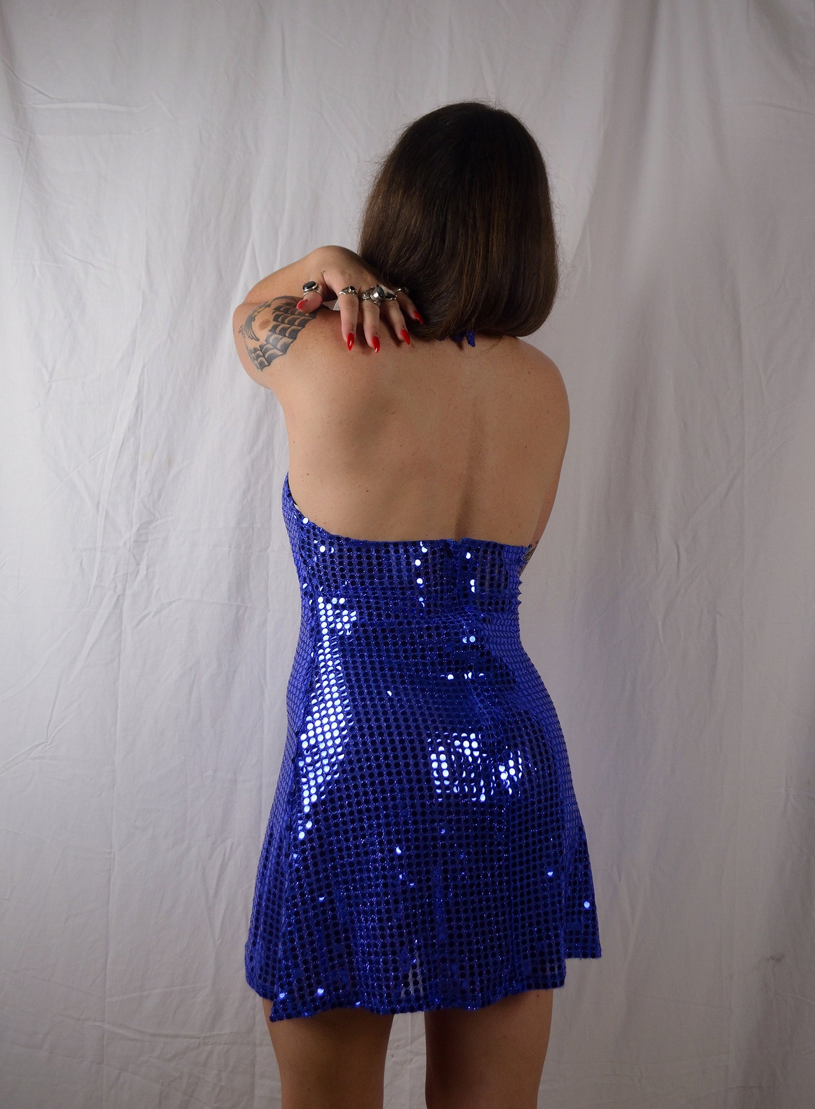 Vintage 1990s Sequins Mini Halter Dress
