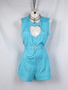 Vintage 1970s Heart Cut-Out Hot Pants Jumpsuit