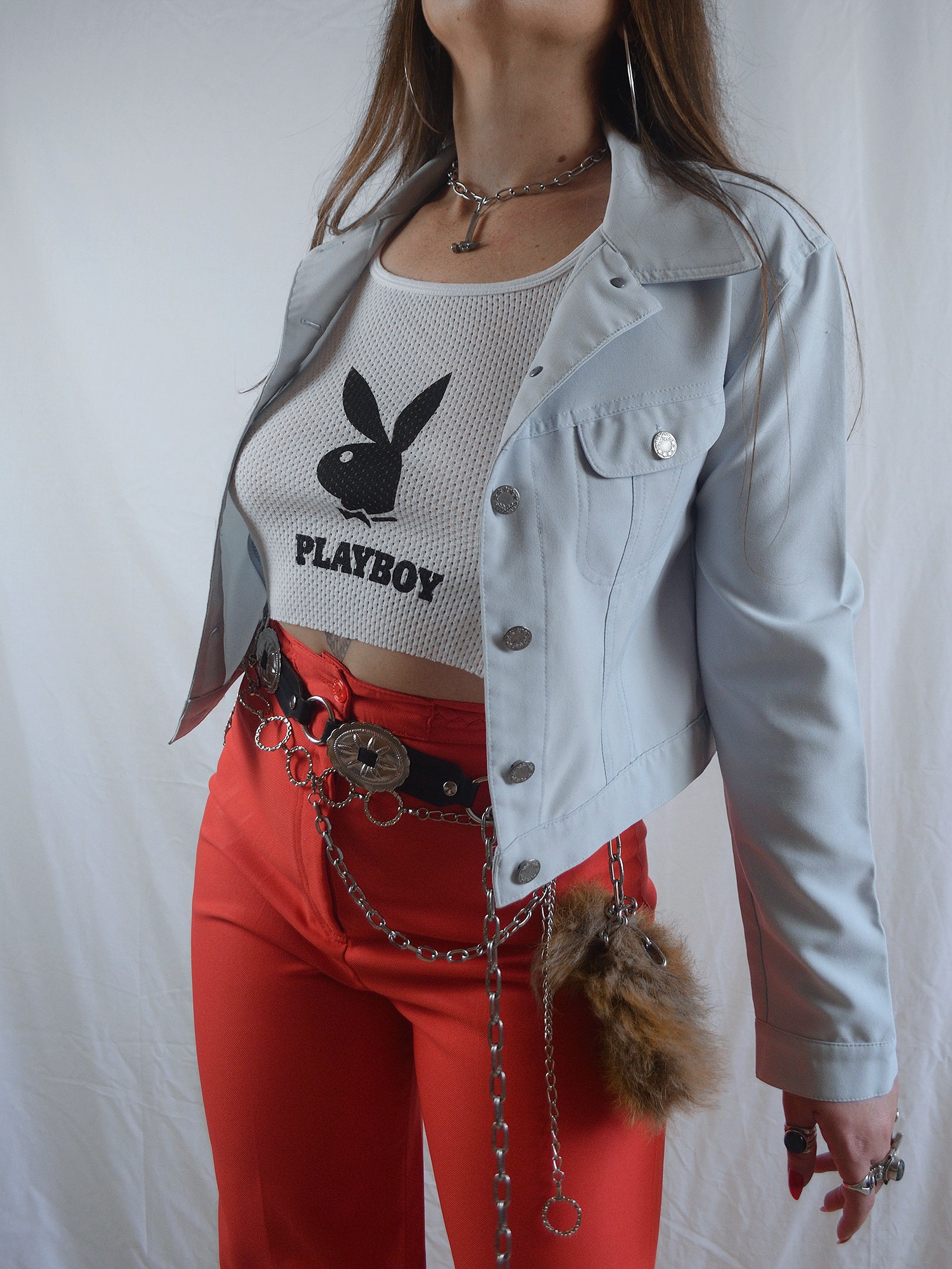 Vintage 1990s Sky Blue Trucker Style Jacket