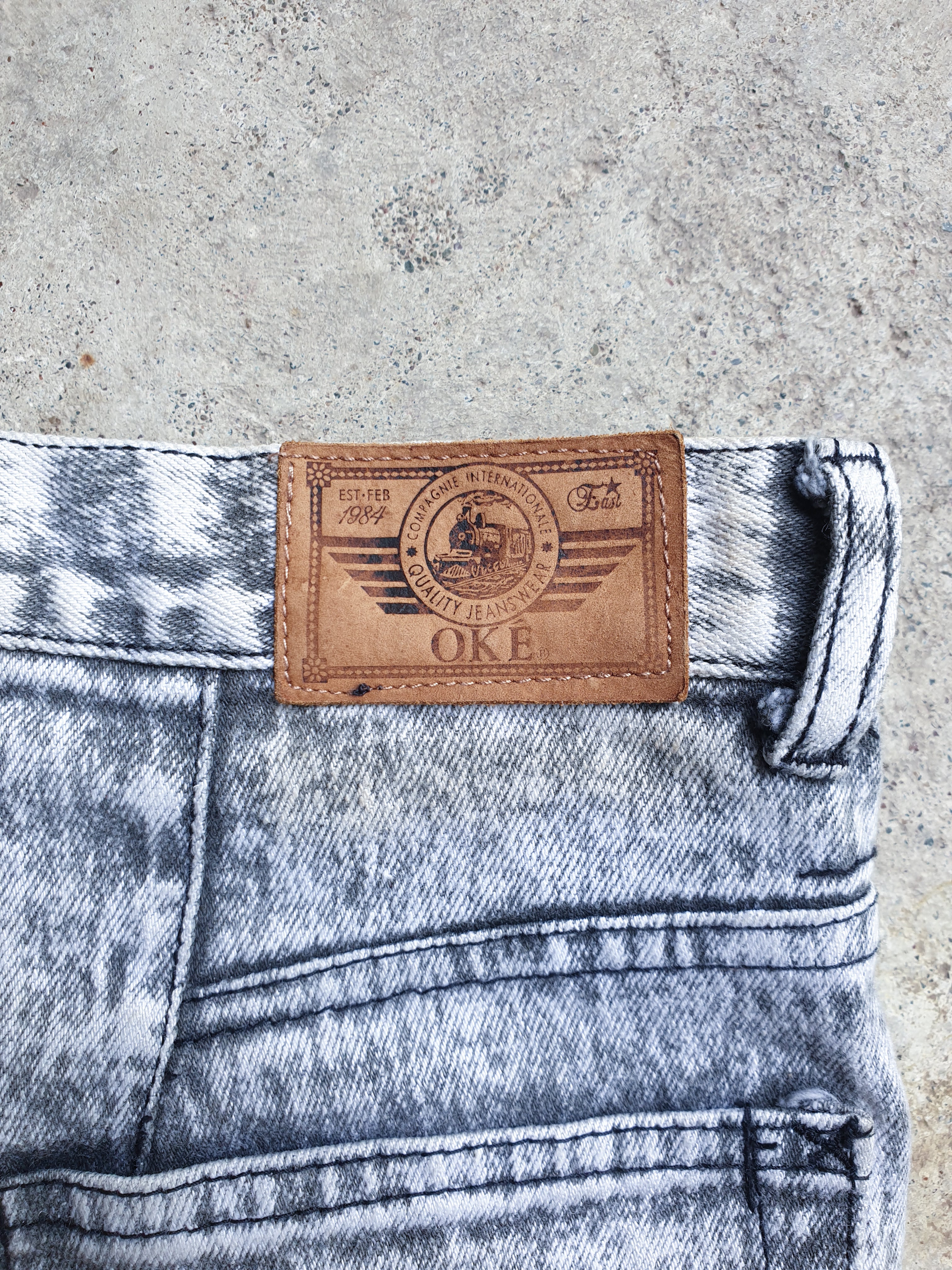 Vintage 80s Grey Acid Wash 'Oke' Jeans