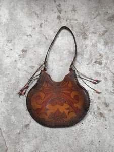 Vintage 1970s Tooled Leather Handbag