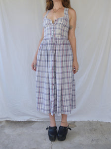 Vintage 90s Plaid Button Front Maxi Dress