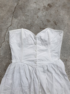 Vintage 1980s Strapless White Midi Dress