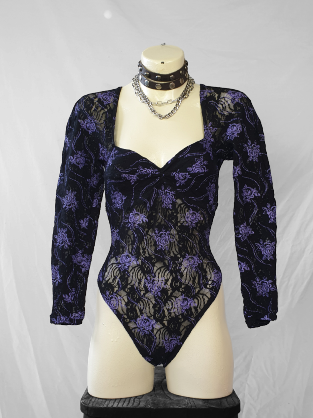 Vintage 80s Black Lace Bodysuit