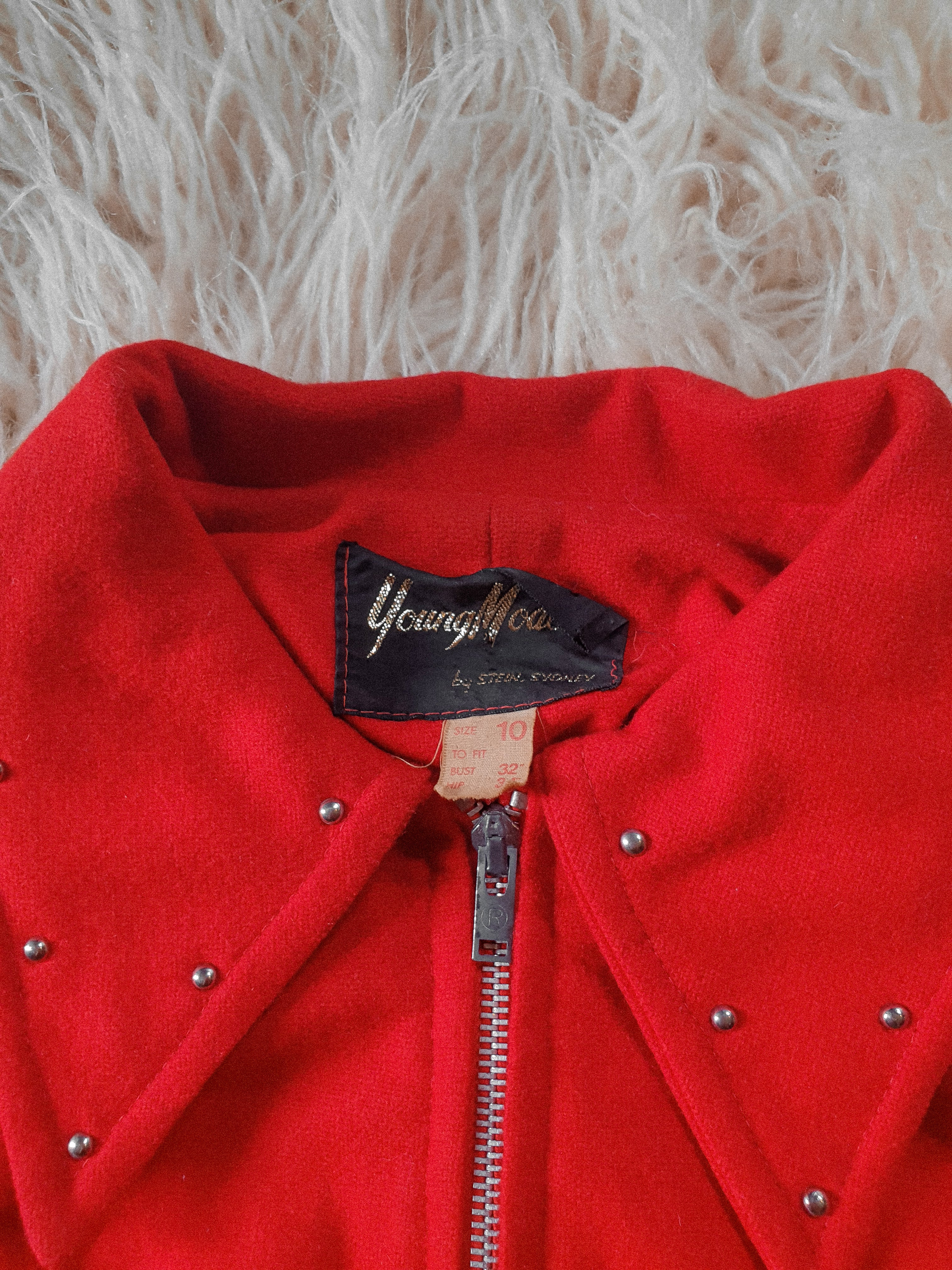 Vintage 1970s Studded Red Wool Jacket