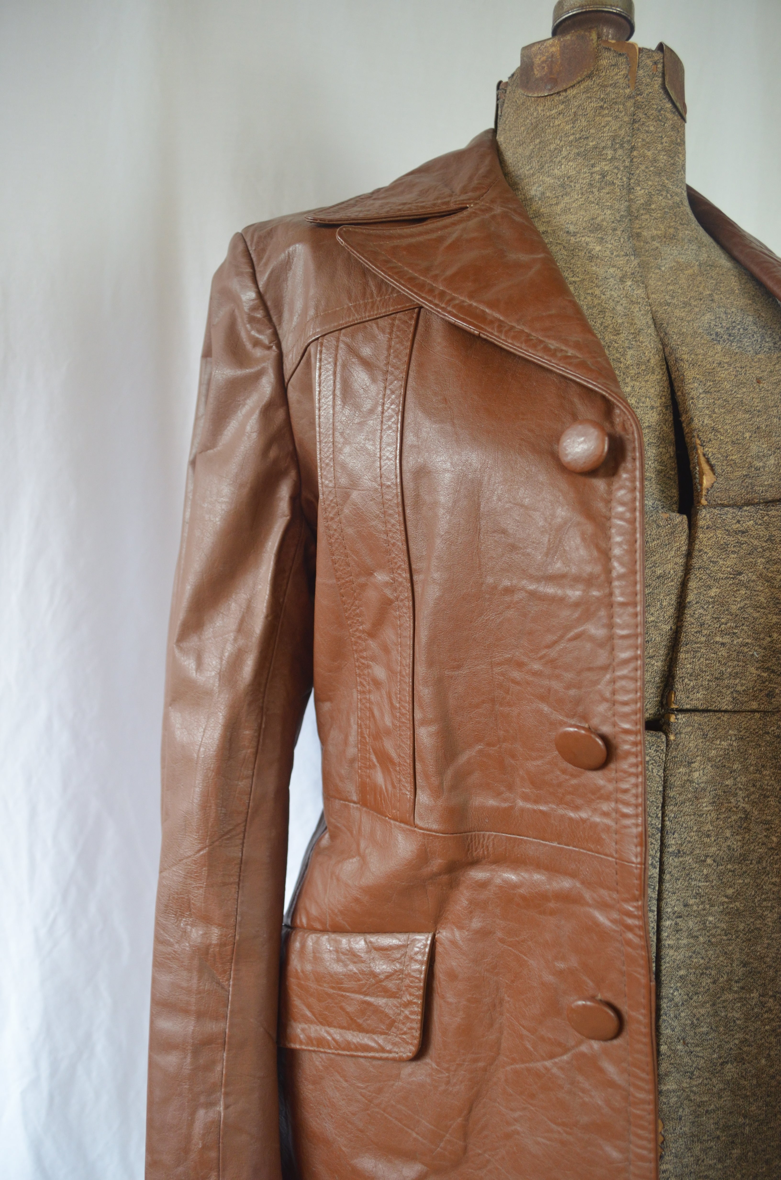 Vintage 70s Leather Brown Jacket