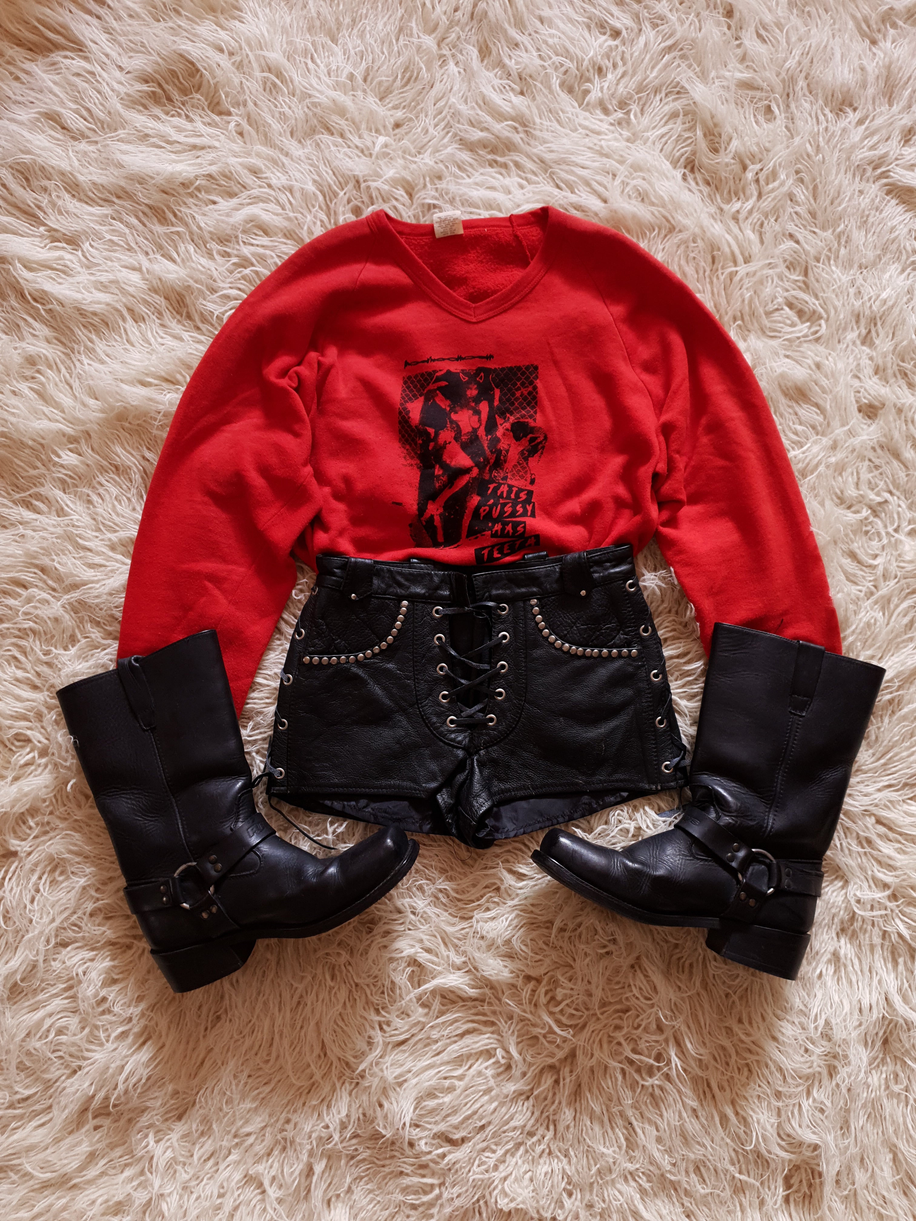 Vintage 1980s Handprinted 'This Pussy Has Teeth' Sweater