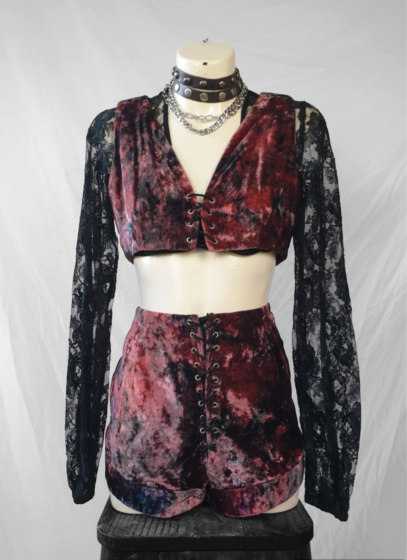 Vintage 1970's 2 Piece Velvet Short & Vest Suit Set