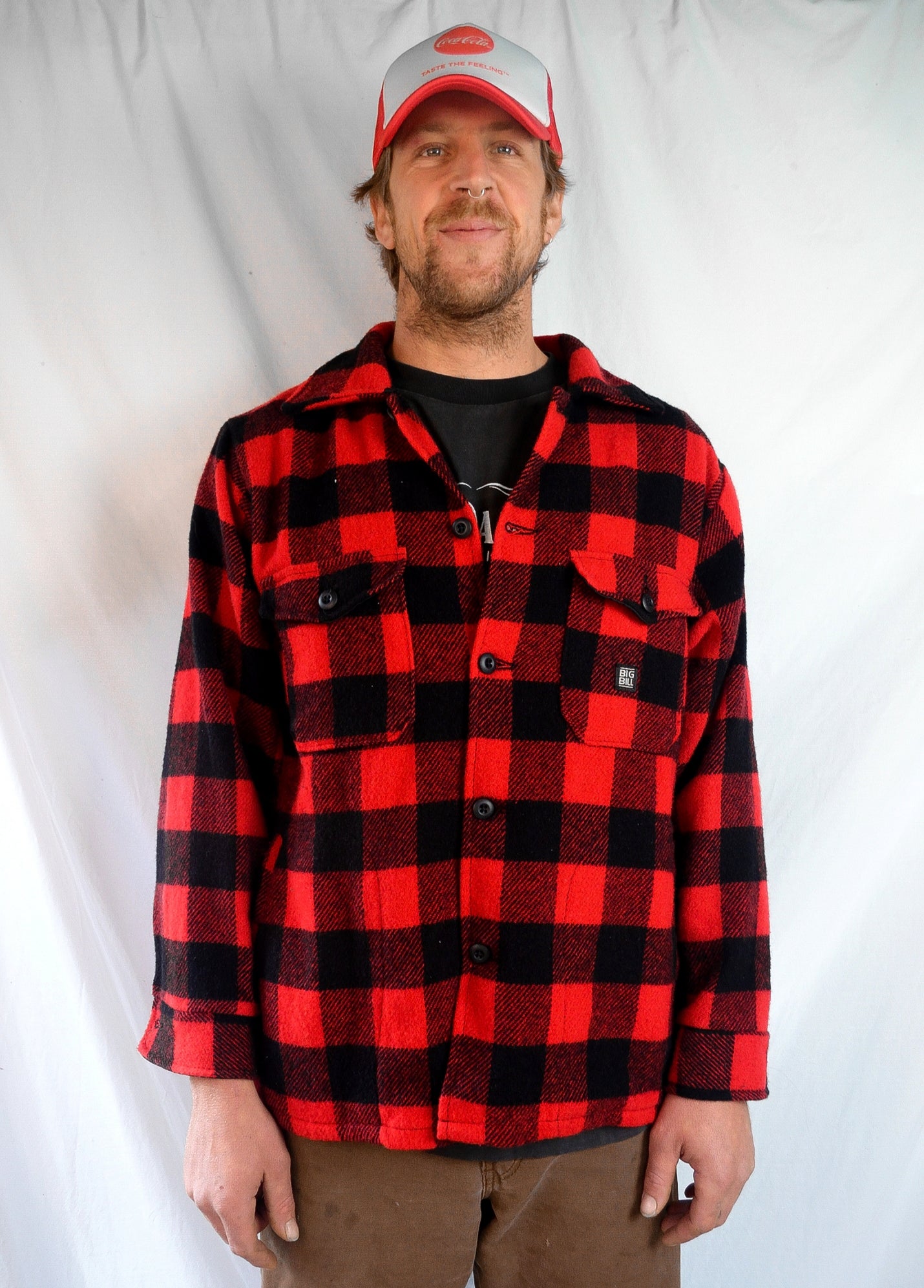 Vintage Red & Black Plaid Hunting Lumber Jacket