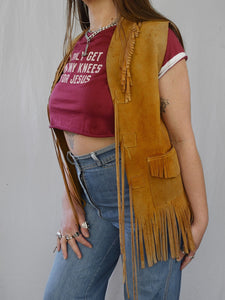 Suede fringe vest