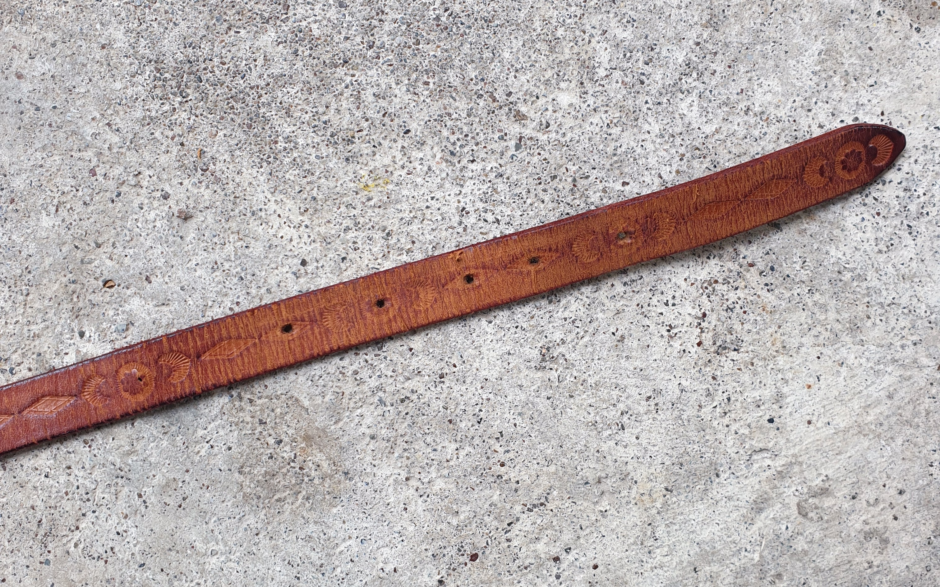 Vintage Tooled Leather Belt