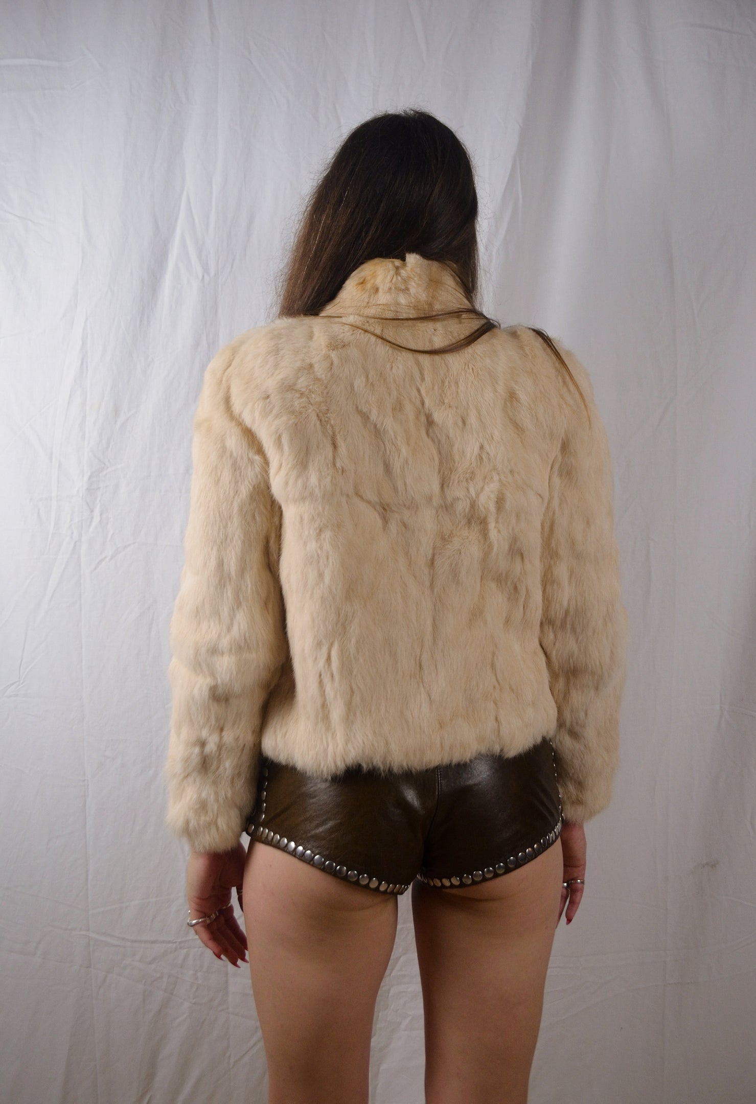 Vintage White Rabbit Fur Coat