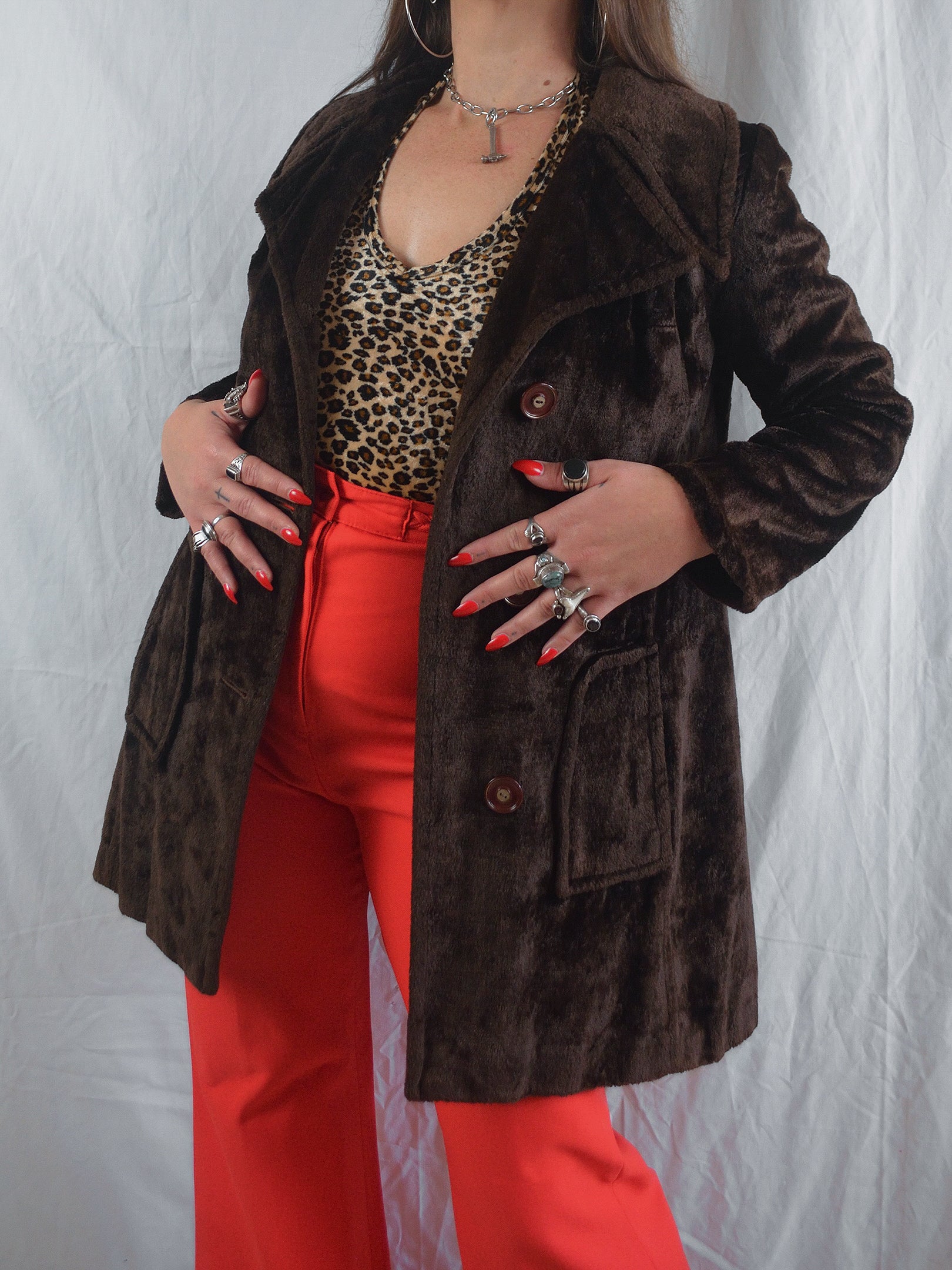 Vintage 1970s Brown Velvet Coat