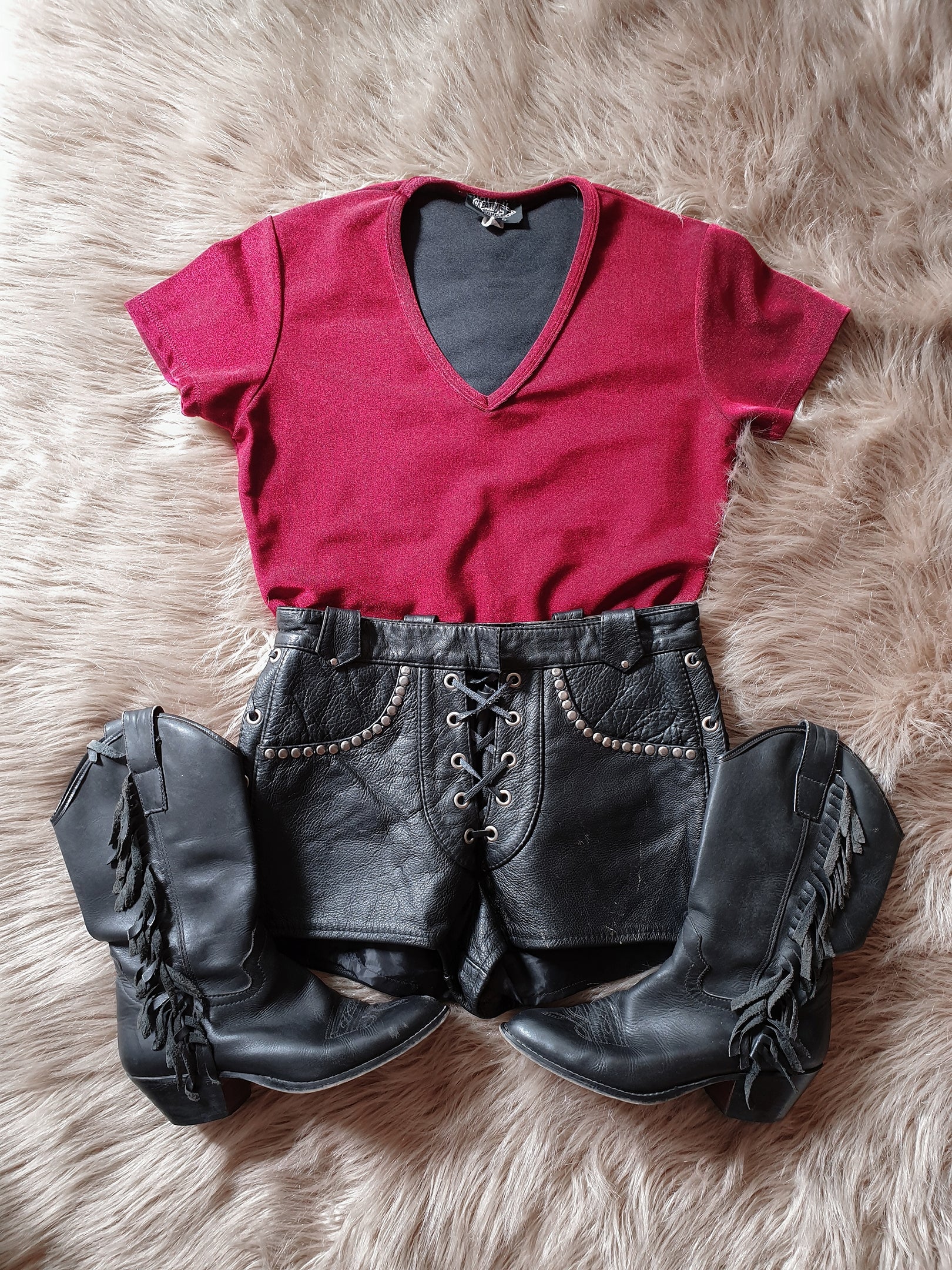 Vintage 1990s Red V-Neck Top