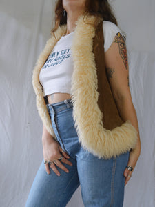 Vintage 1970s Suede & Sheep's Wool Vest