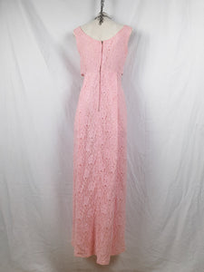 Vintage 1960s/70s Pink Lace Beaded Maxi Dress
