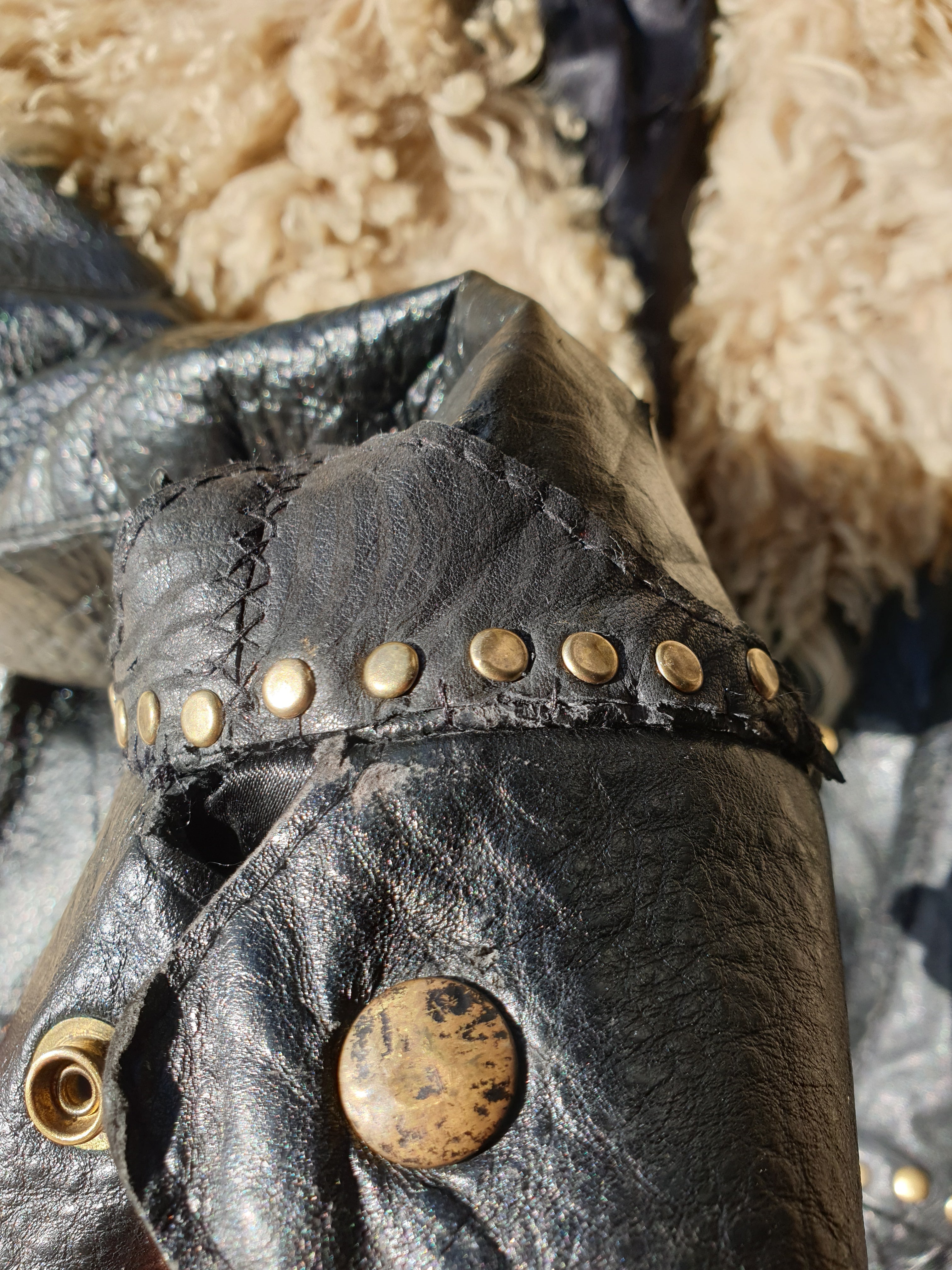 Vintage 1970s Leather & Fur Lady Western Jacket
