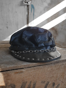 Vintage 80s/90s Studded Leather Chain Cap