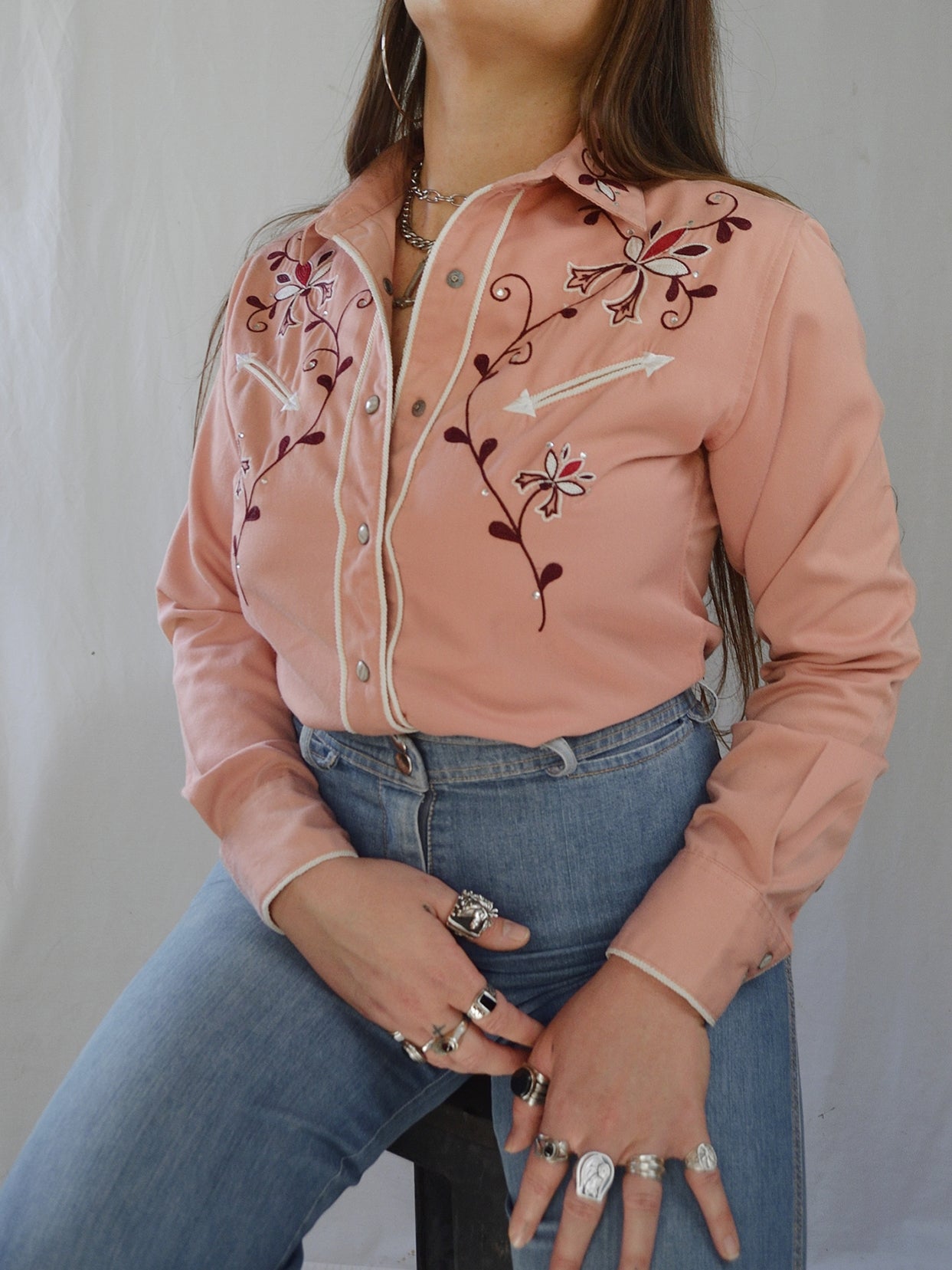 'Panhandle Slim' Western Rockabilly Pearl Snap Diamonte Embroidered Shirt