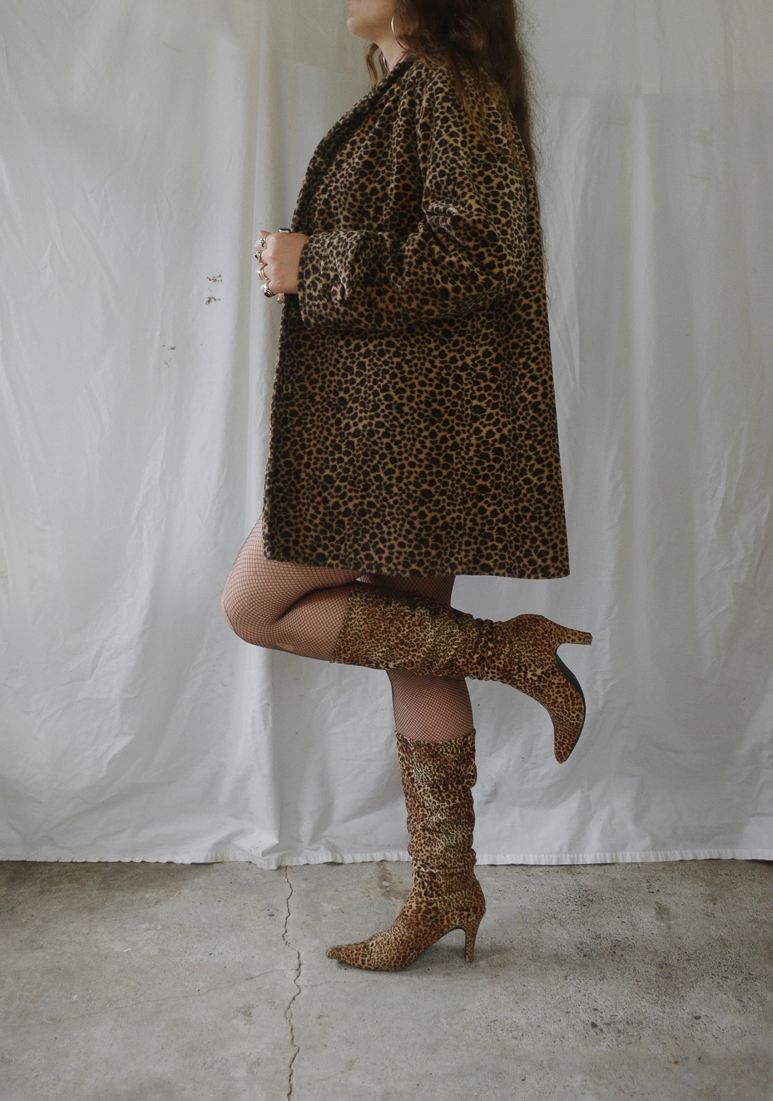 Vintage 1990s Faux Fur Leopard Print Jacket