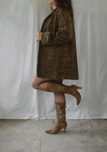 Vintage 1990s Faux Fur Leopard Print Jacket