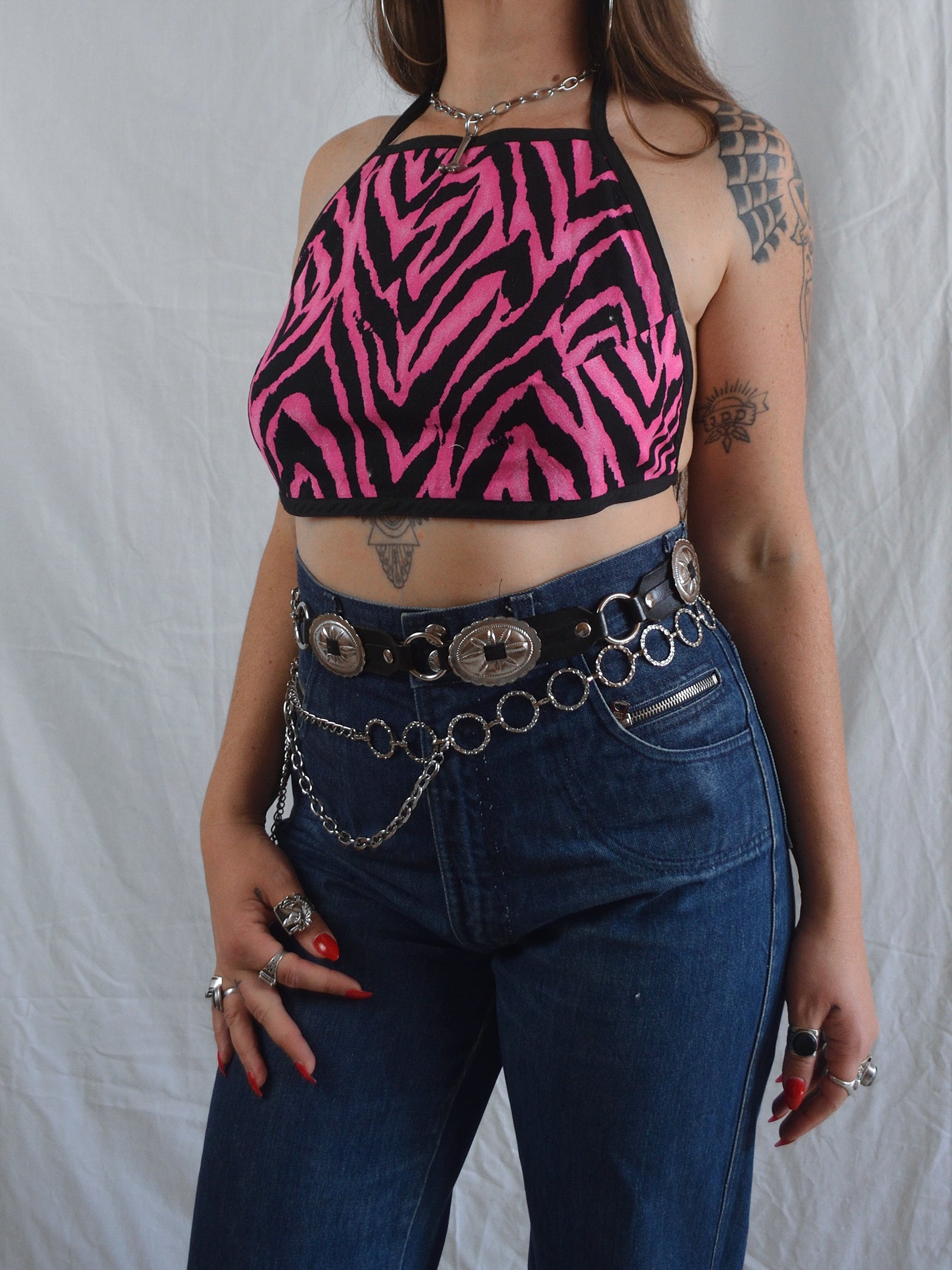 Handmade Hot Pink Animal Print Halter Top