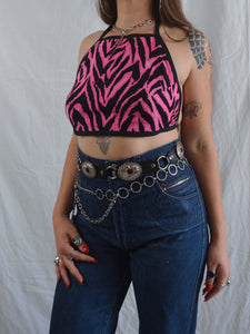 Handmade Hot Pink Animal Print Halter Top