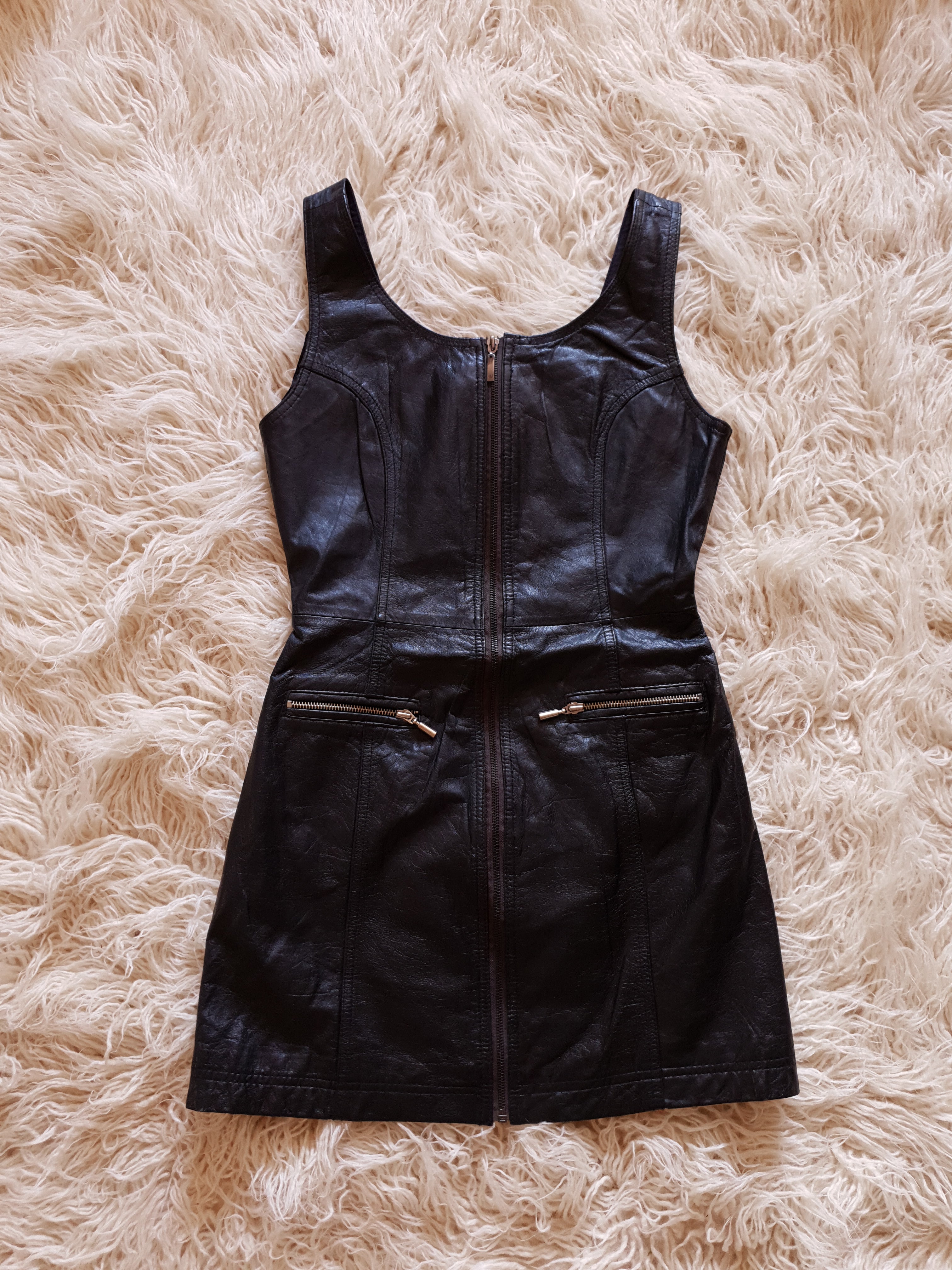 Vintage 1980s Wilsons Leather Ms Maxima Black Mini Dress