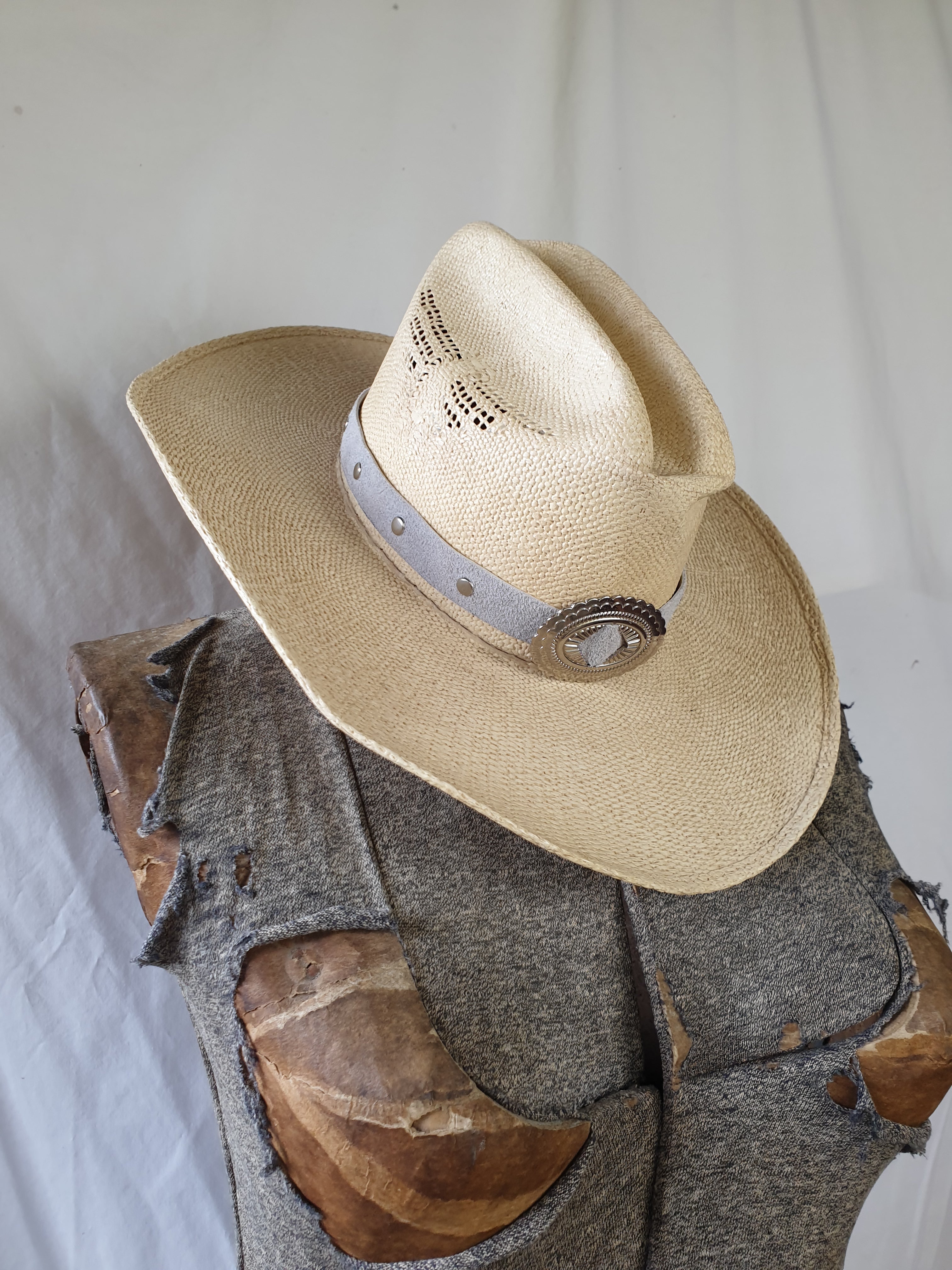 Handmade Suede Leather Concho Hatband