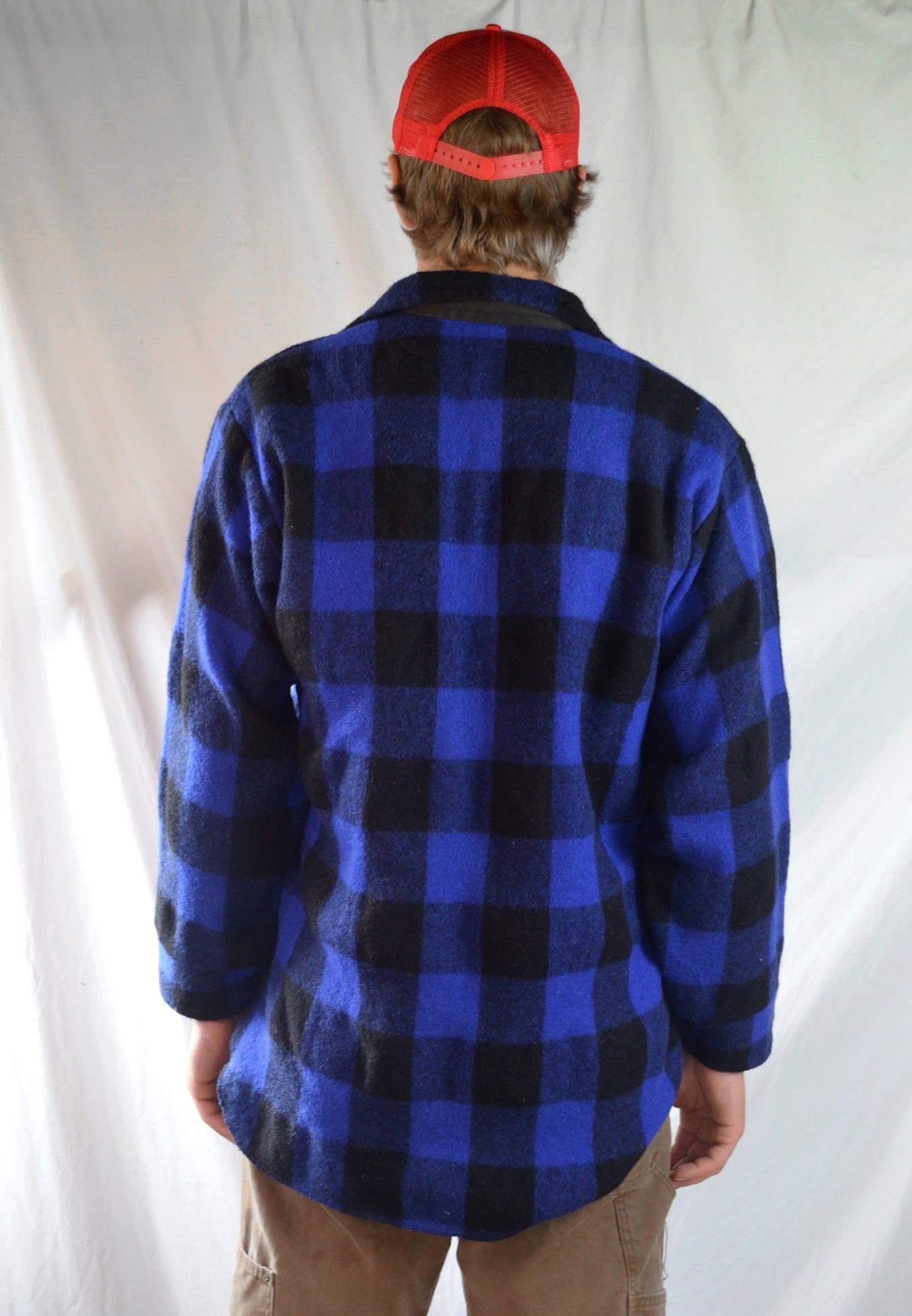 Vintage Black & Blue Buffalo Plaid Hunting Lumber Jacket