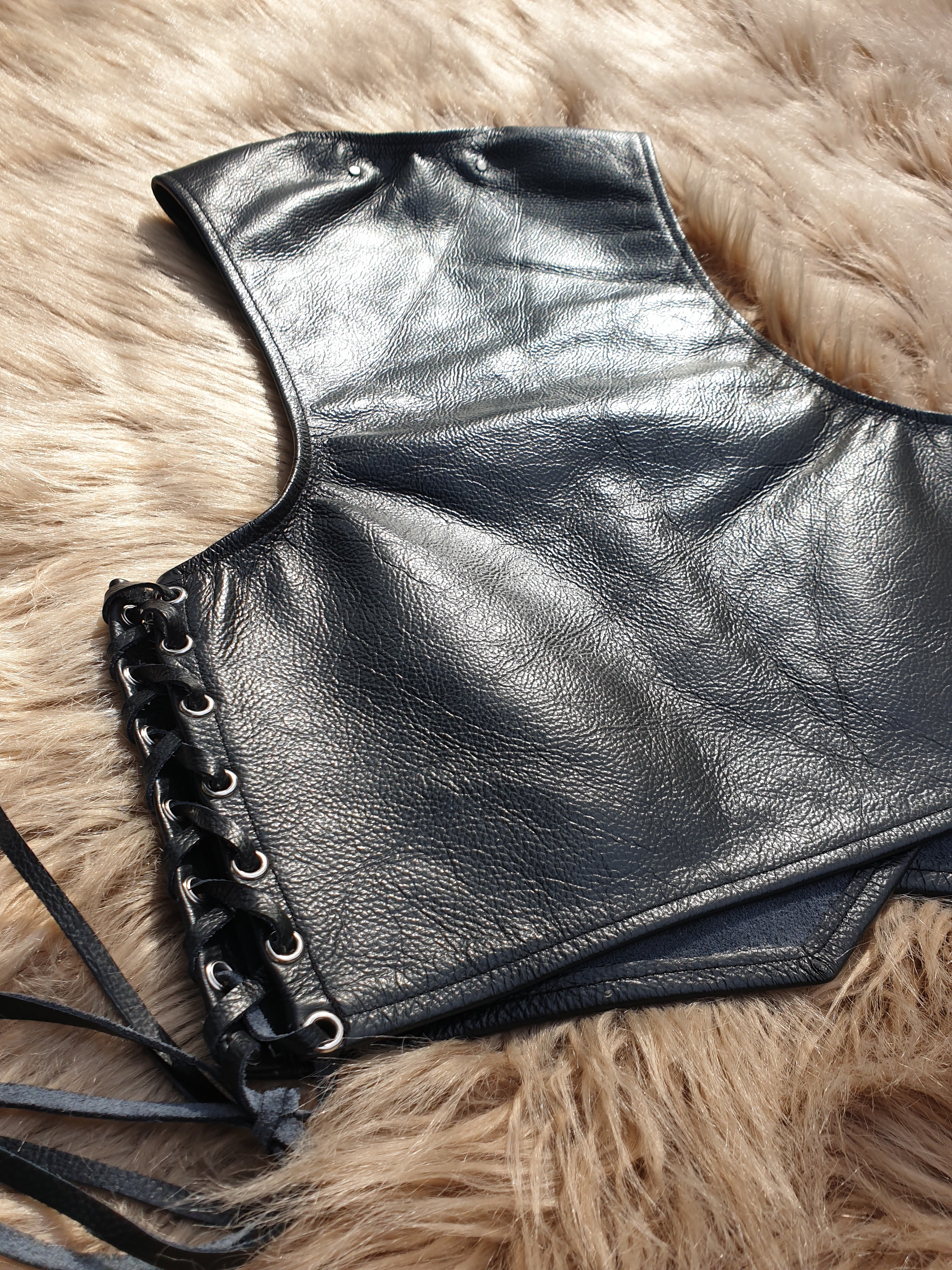 'Viper' Black Leather Vest