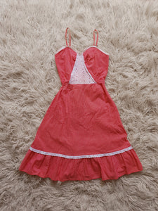 Vintage 1970s Red & White Spotty Midi Dress