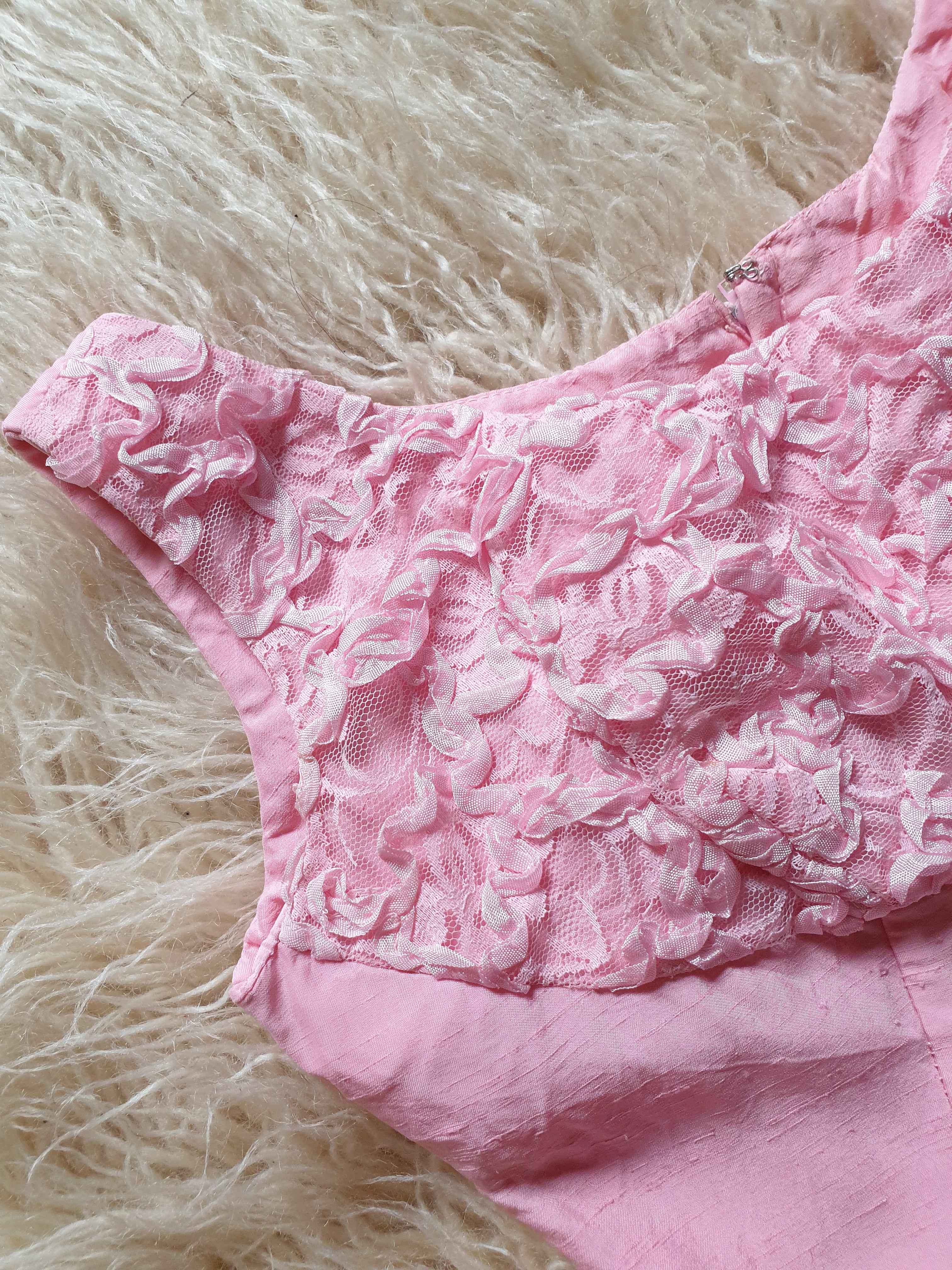 Vintage 1960s/70s Pink Lace Bodice Mini Dress