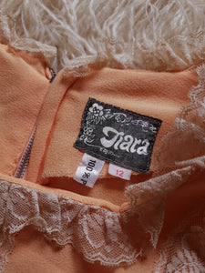 Vintage 1970s Peachy Pink Mini Prairie Dress