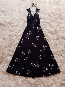 Vintage 1970s Backless Maxi Halter Dress