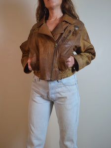 Vintage 80s Studded Concho Leather Moto Jacket