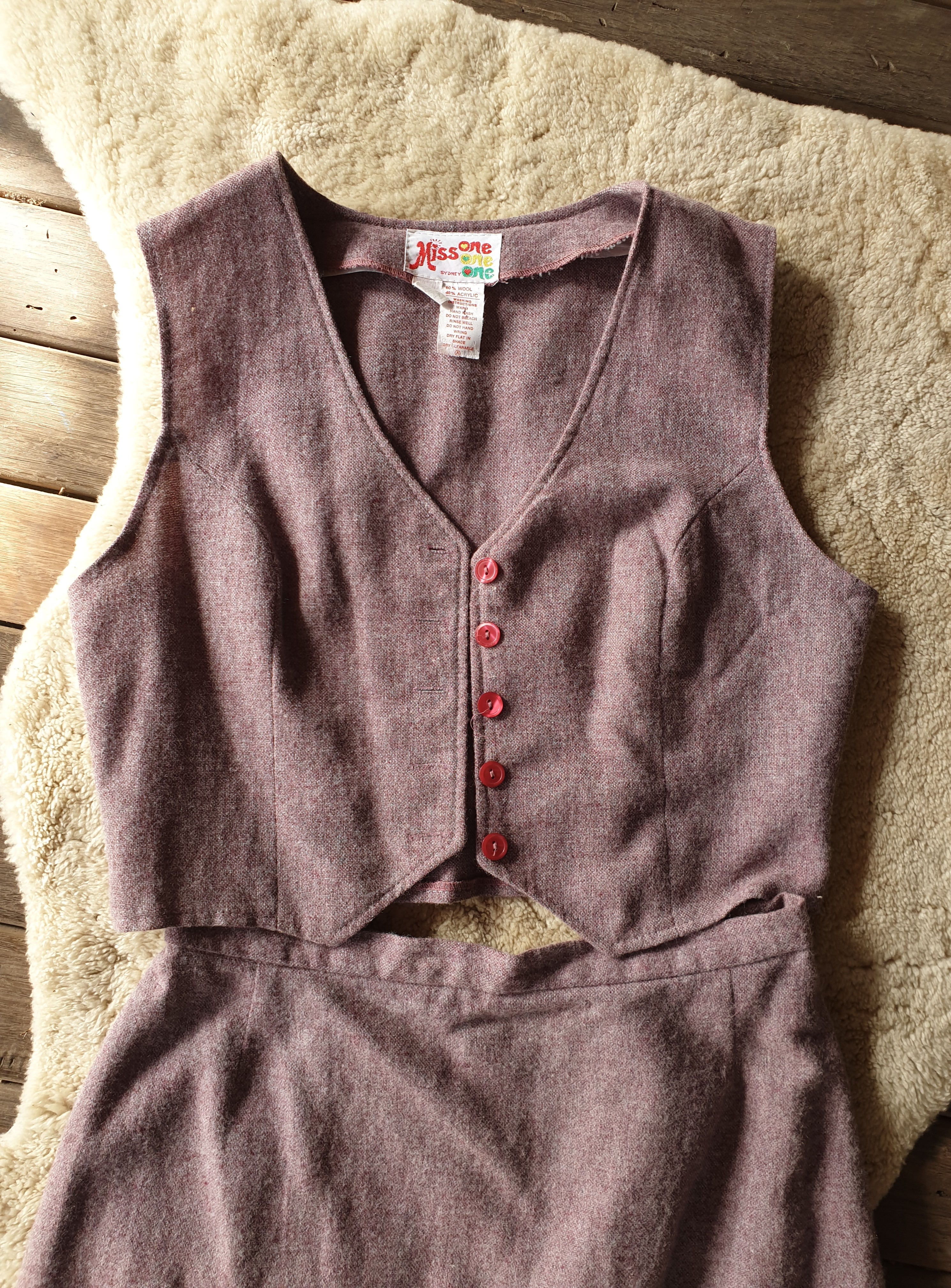 MAGICMAMAEMPORIUM Vintage 1970s 2 PC Purple Wool Suit Skirt Vest MagicMama Emporium